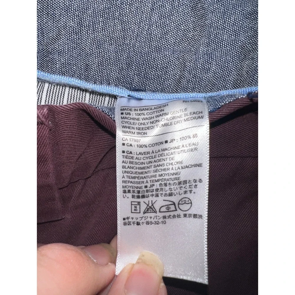 Banana Republic Mens 33x34 Burgundy Plum‎ Aiden Slim Fit Chino Flat Front Pants